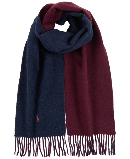 Polo Ralph Lauren Men's Classic Wool Blend Reversible Scarf - Newport Navy/Harvard Wine