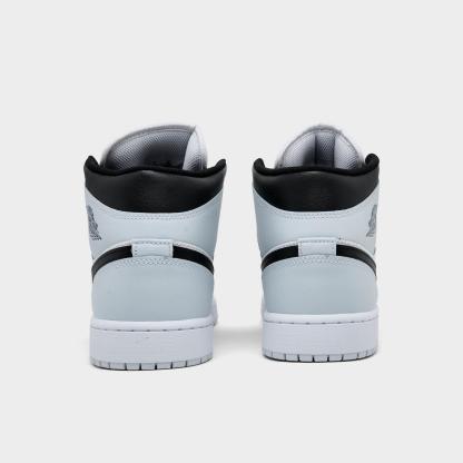 Men's Air Jordan Retro 1 Mid Casual Shoes - Black/Aura/White/Squadron Blue - view 4