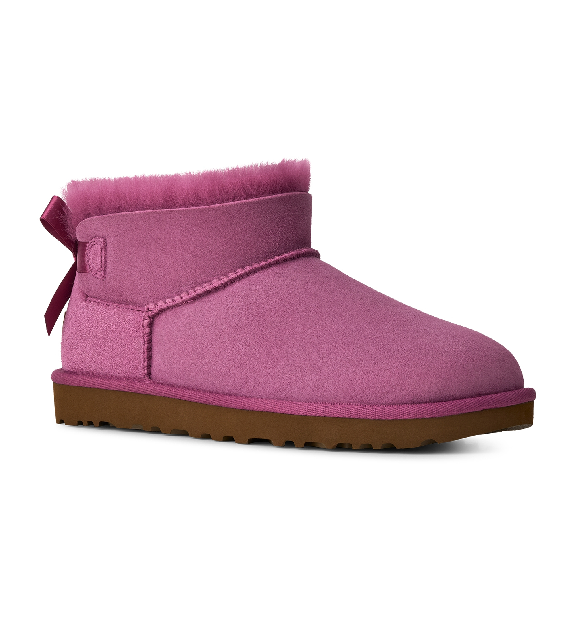 UGG® Women's Ultra Mini Bailey Bow Round Toe Booties - Dark Winterberry