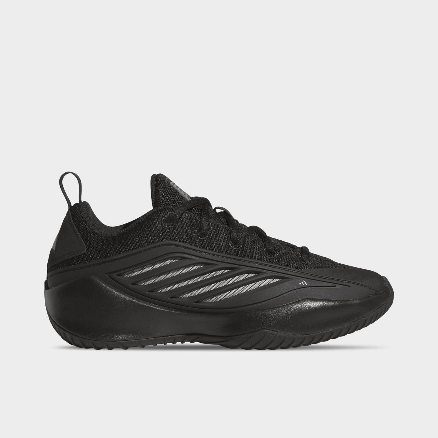 Big Kids' adidas Believe That 1 Basketball Shoes - Core Black/Iron Metallic/Core Black - Left shoe facing left. Outside of the shoe.