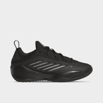 Big Kids' adidas Believe That 1 Basketball Shoes - Core Black/Iron Metallic/Core Black - Left shoe facing left. Outside of the shoe.