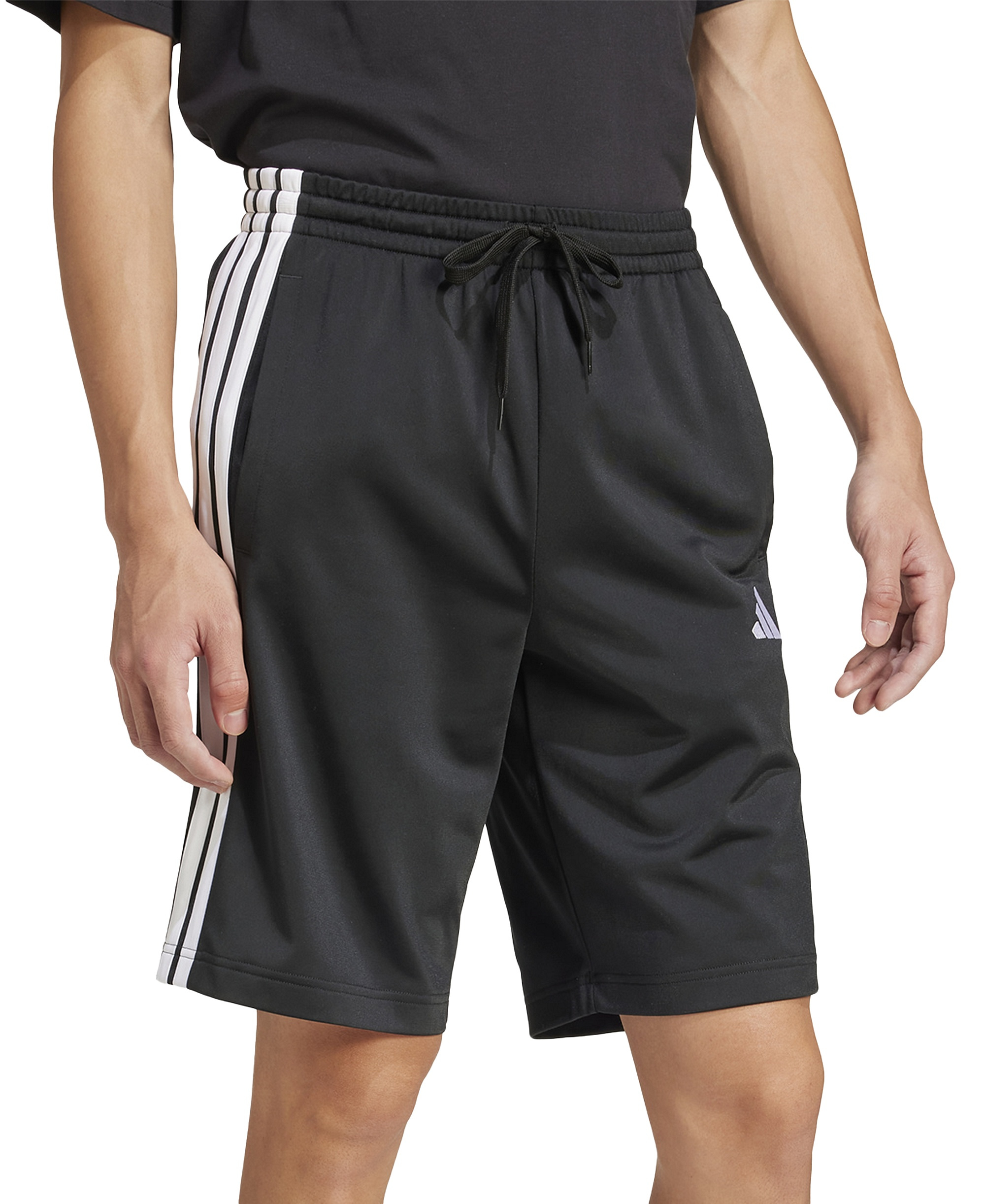 adidas Men's Three-Stripes 10" Tricot Shorts - Black/White