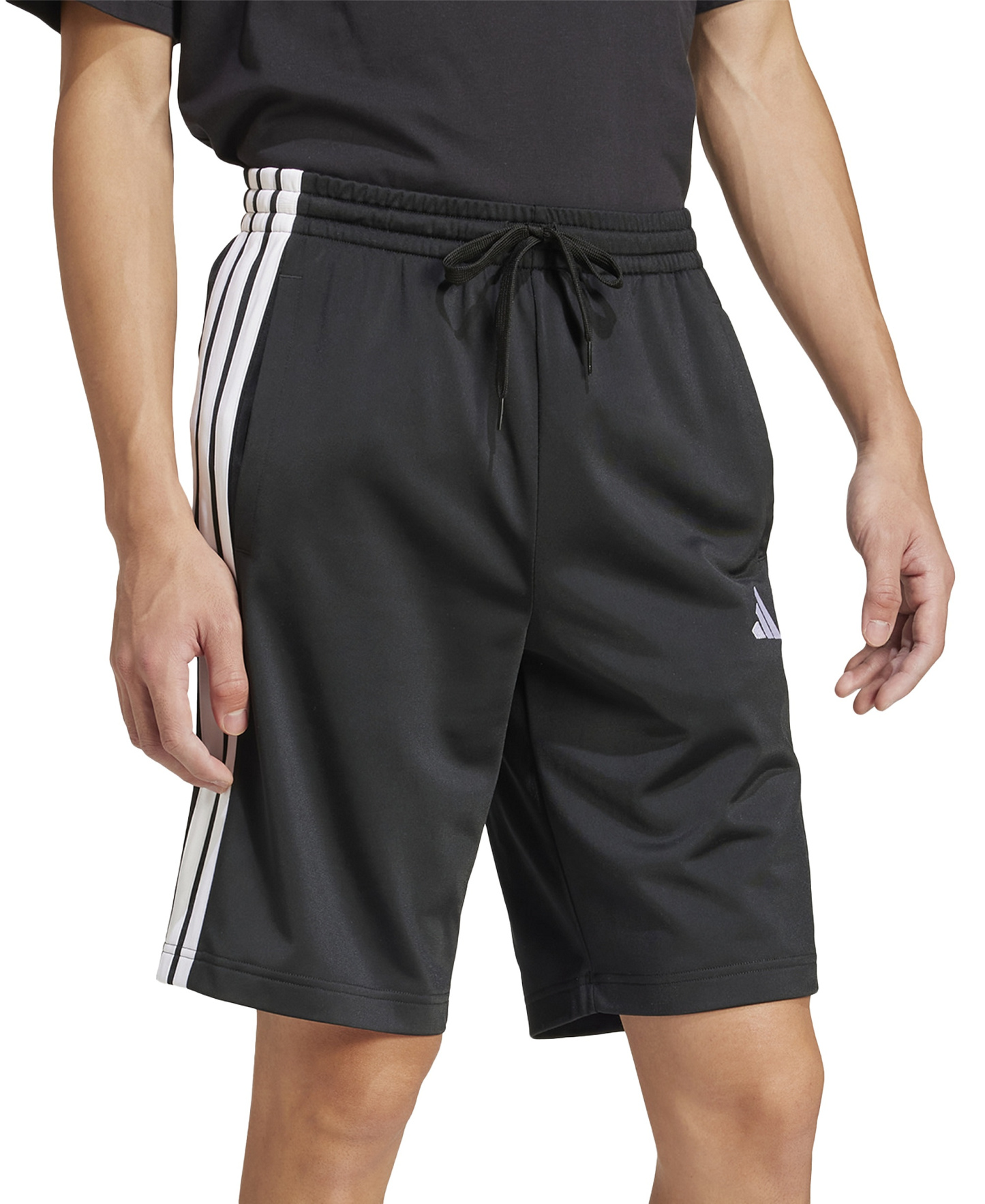 adidas Men's Three-Stripes 10" Tricot Shorts - Black/White