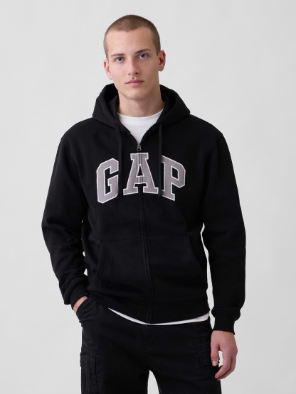 Adult VintageSoft Arch Logo Zip Hoodie - Black