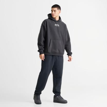 Men's Nike Solo Swoosh Lightning Graphic Fleece Pullover Hoodie - Off Noir
