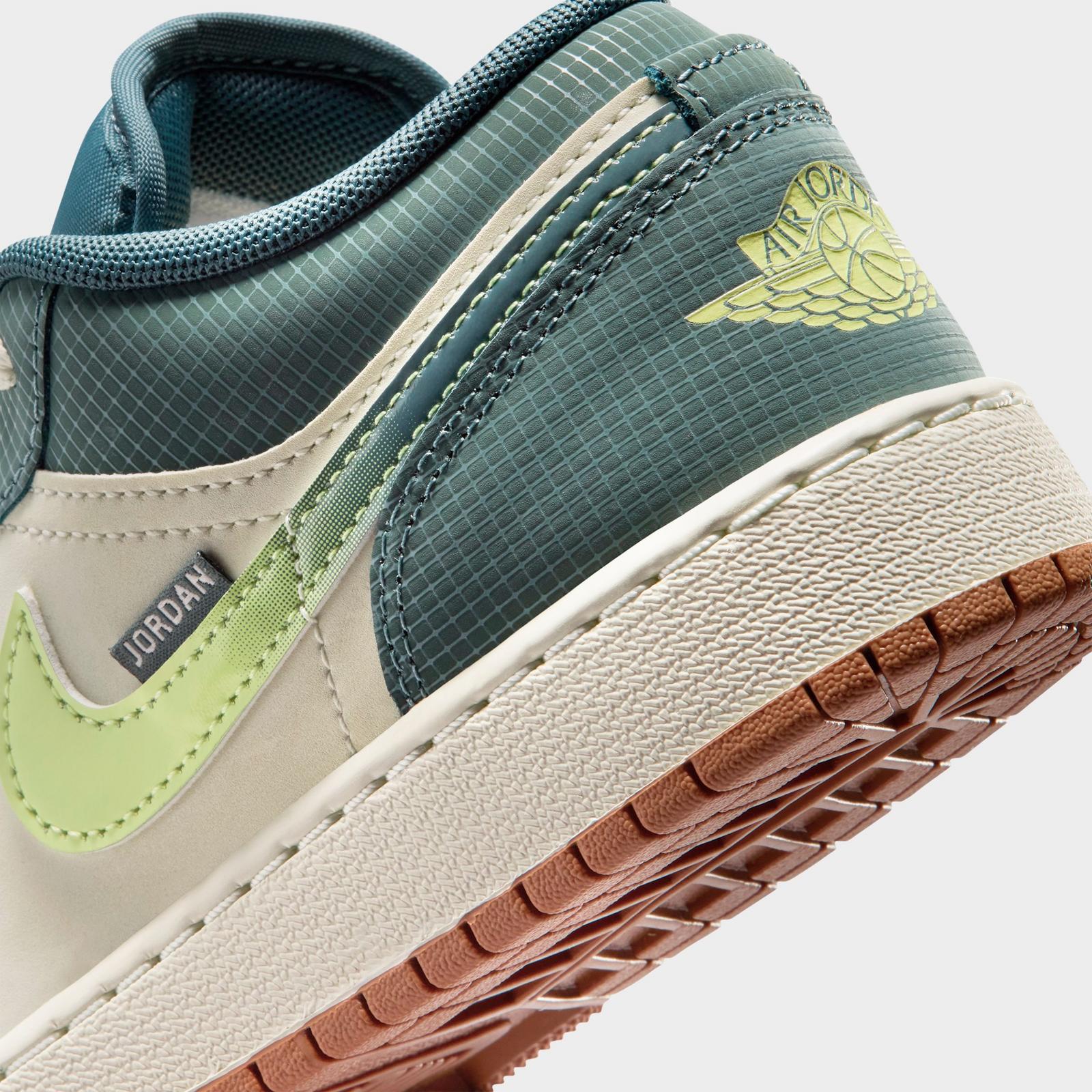 Big Kids' Air Jordan Retro 1 Low SE Casual Shoes - Sea Glass/Hasta/Gum Medium Brown/Light Lemon Twist - view 3