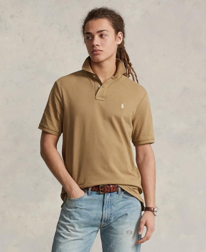 Polo Ralph Lauren Men's Cotton Custom Slim Fit Mesh Polo Shirt - Cafe Tan