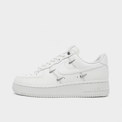 Women's Nithtke Air Force 1 '07 LV8 Casual Shoes - Sail/Sail/Sail/Metallic Silver - Left shoe facing left. Outside of the shoe.