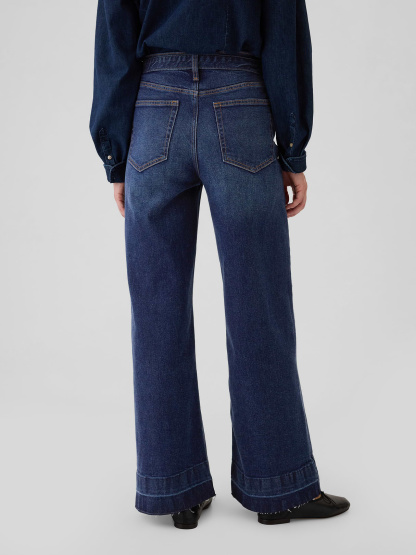High Rise Stride Wide-Leg Jeans - Dark indigo