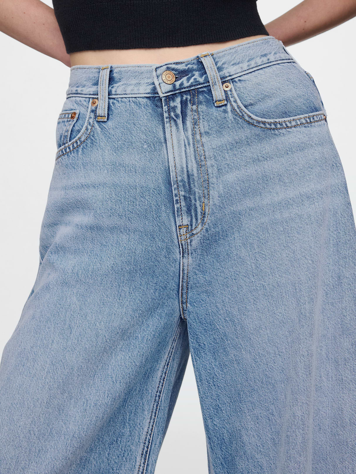 High Rise UltraSoft Crossover Horseshoe Jeans - Medium indigo