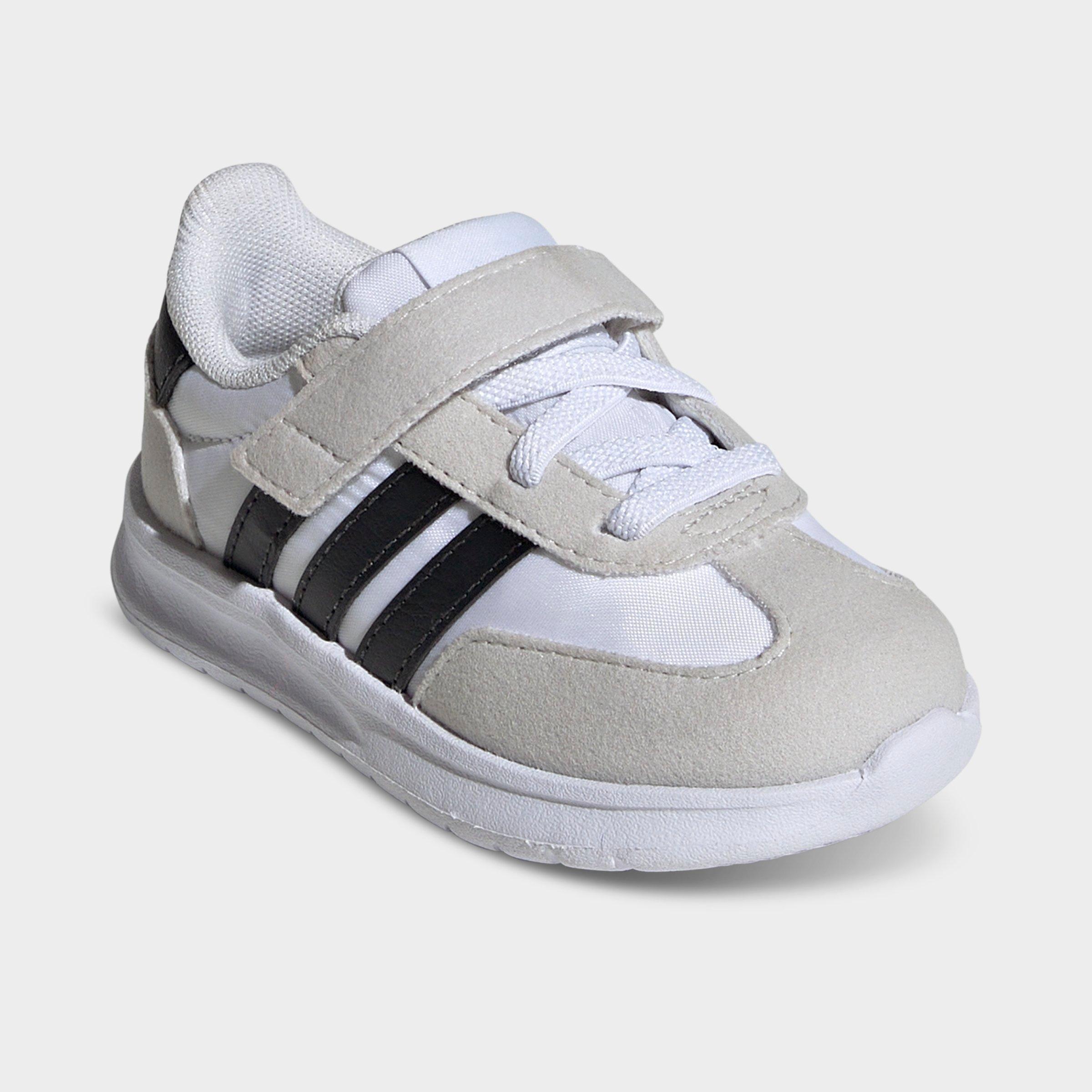 Kids' Toddler adidas Run 70s 2.0 Hook-And-Loop Stretch Lace Casual Shoes - Footwear White/Core Black/Grey One - Both shoes facing left