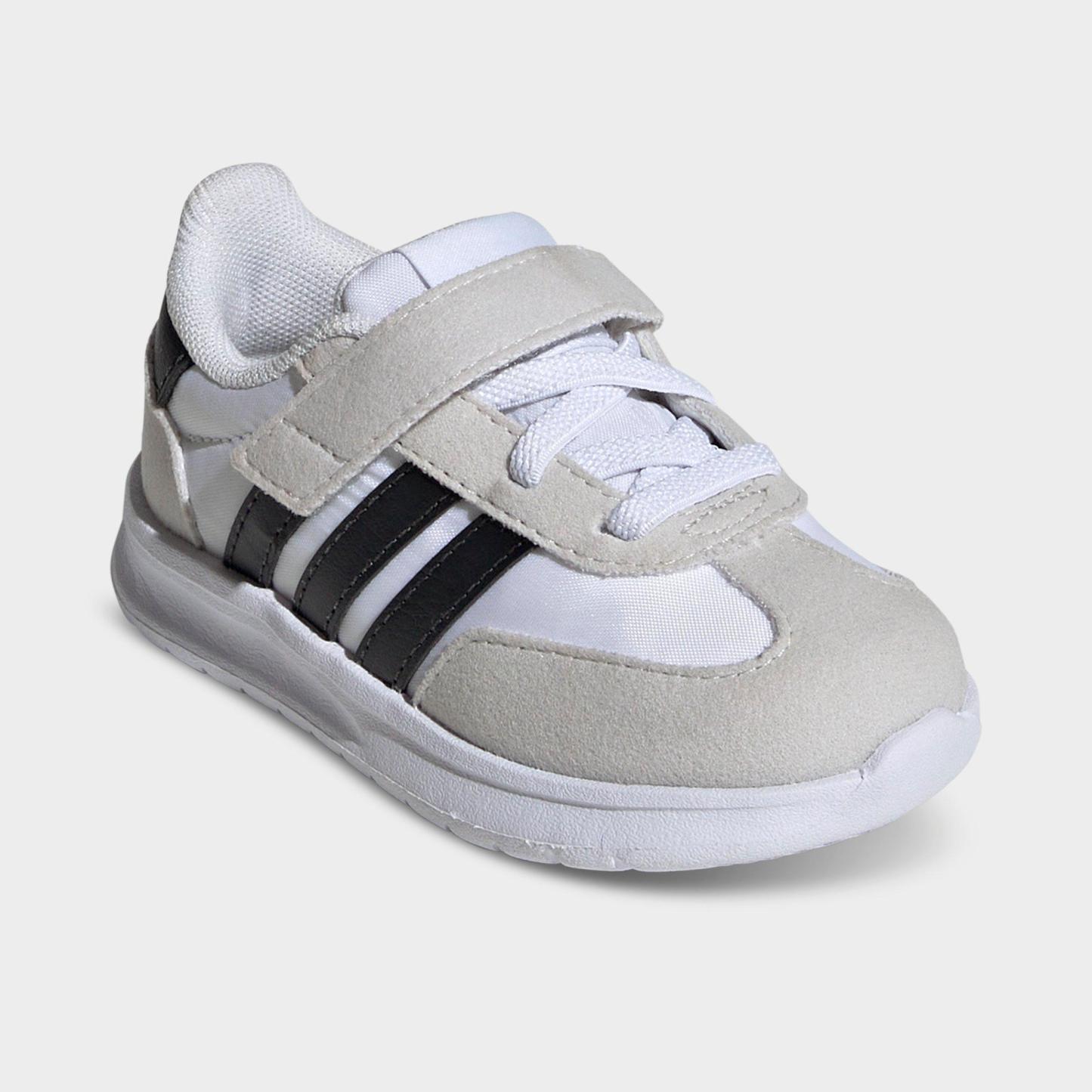 Kids' Toddler adidas Run 70s 2.0 Hook-And-Loop Stretch Lace Casual Shoes - Footwear White/Core Black/Grey One - Both shoes facing left
