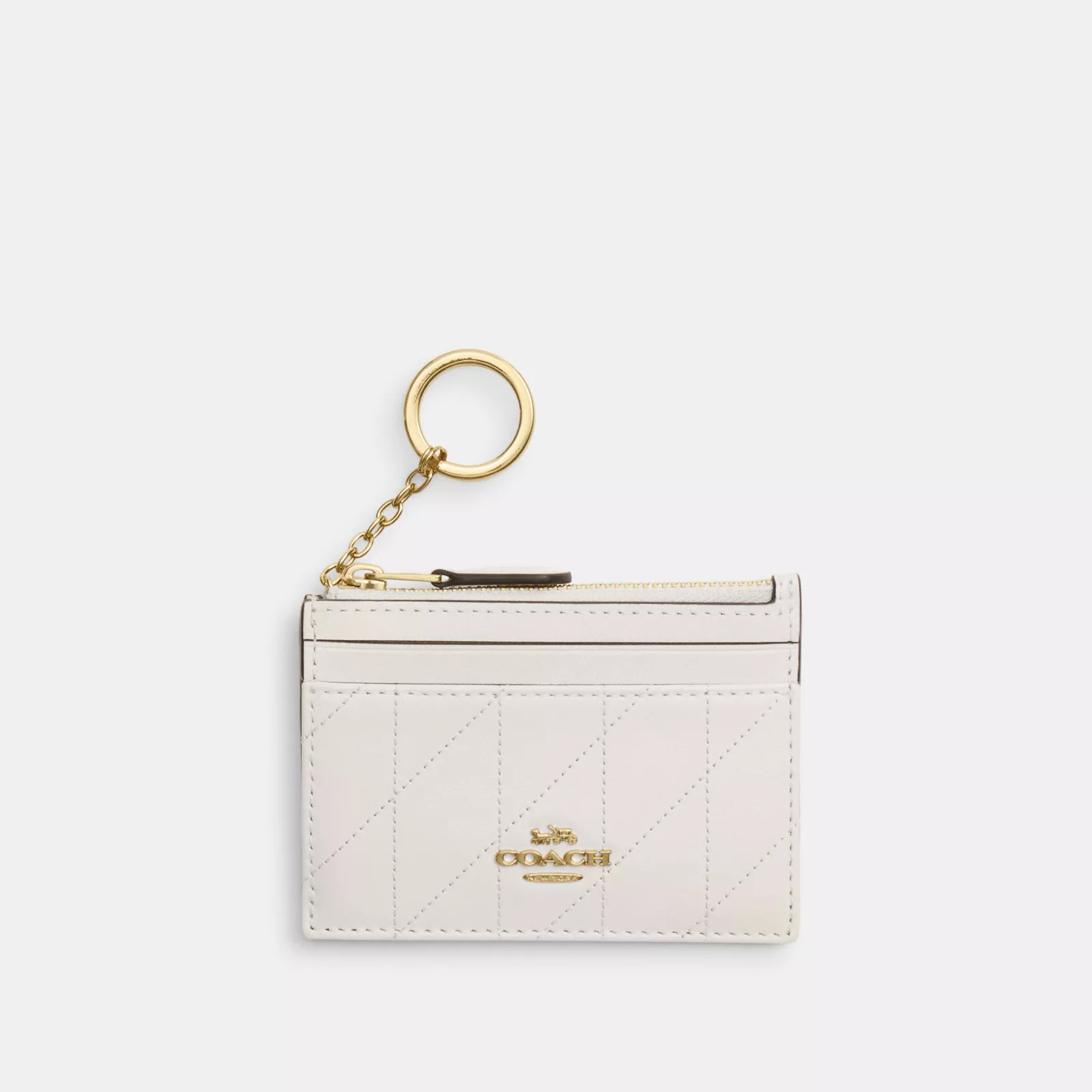 Mini Skinny Id Case With Quilting - Gold/Chalk