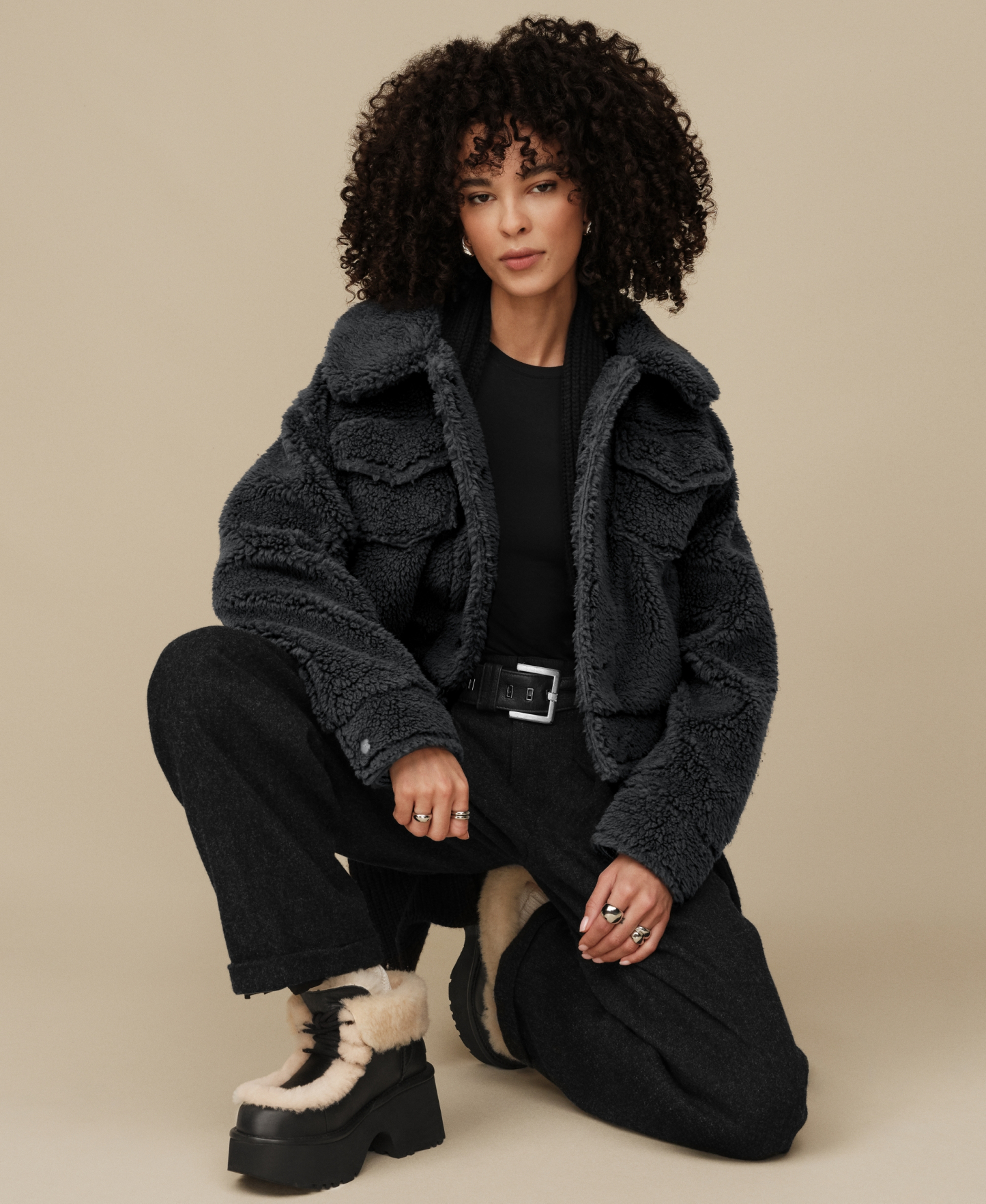 UGG Women's Frankie Collared Neck Short Trucker Jacket - Ink
