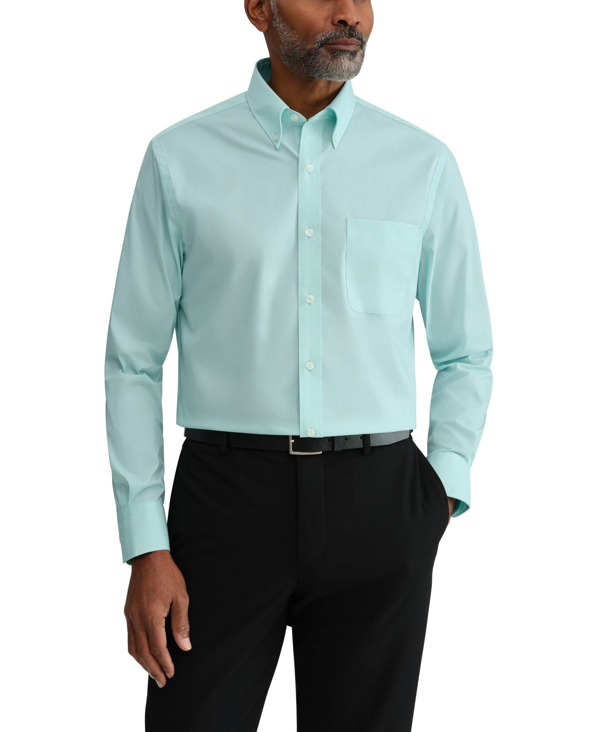Tommy Hilfiger Men's Regular Fit Wrinkle Resistant Stretch Dress Shirt - Jade