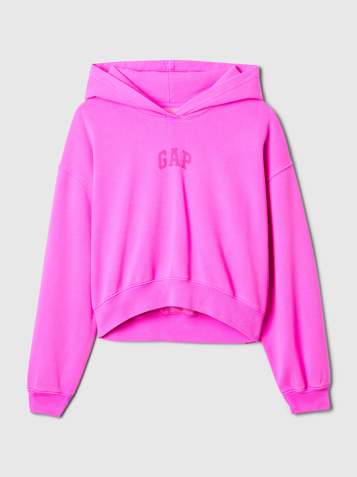 VintageSoft Crop Logo Hoodie - Neon pink