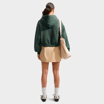 Women's Nithtke Studio Fleece Medium-Weight Oversized Cropped Full-Zip Hoodie - Camo Green/Sail