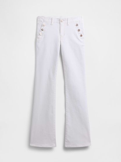 Low Rise Long & Lean Split-Hem Jeans - White