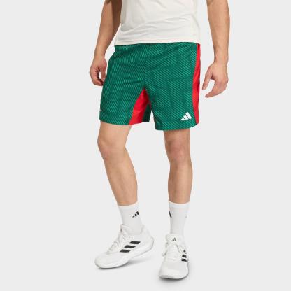 Men's adidas Tech Intensity Allover Print Training Shorts - Team Dark Green/Better Scarlet/Black - view 1