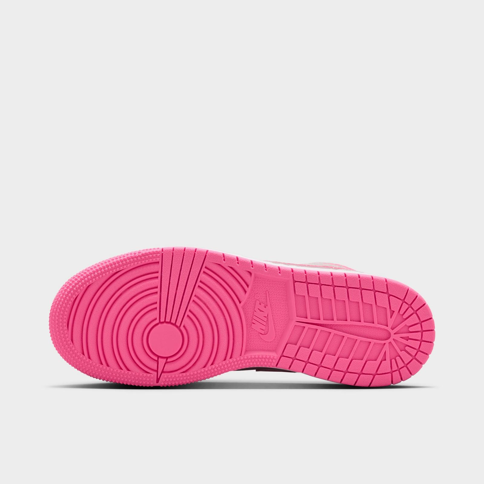 Girls' Big Kids' Air Jordan Retro 1 Mid SE Multi Casual Shoes - Vast Grey/Sail/Pink Bloom/Pink Glow - view 6