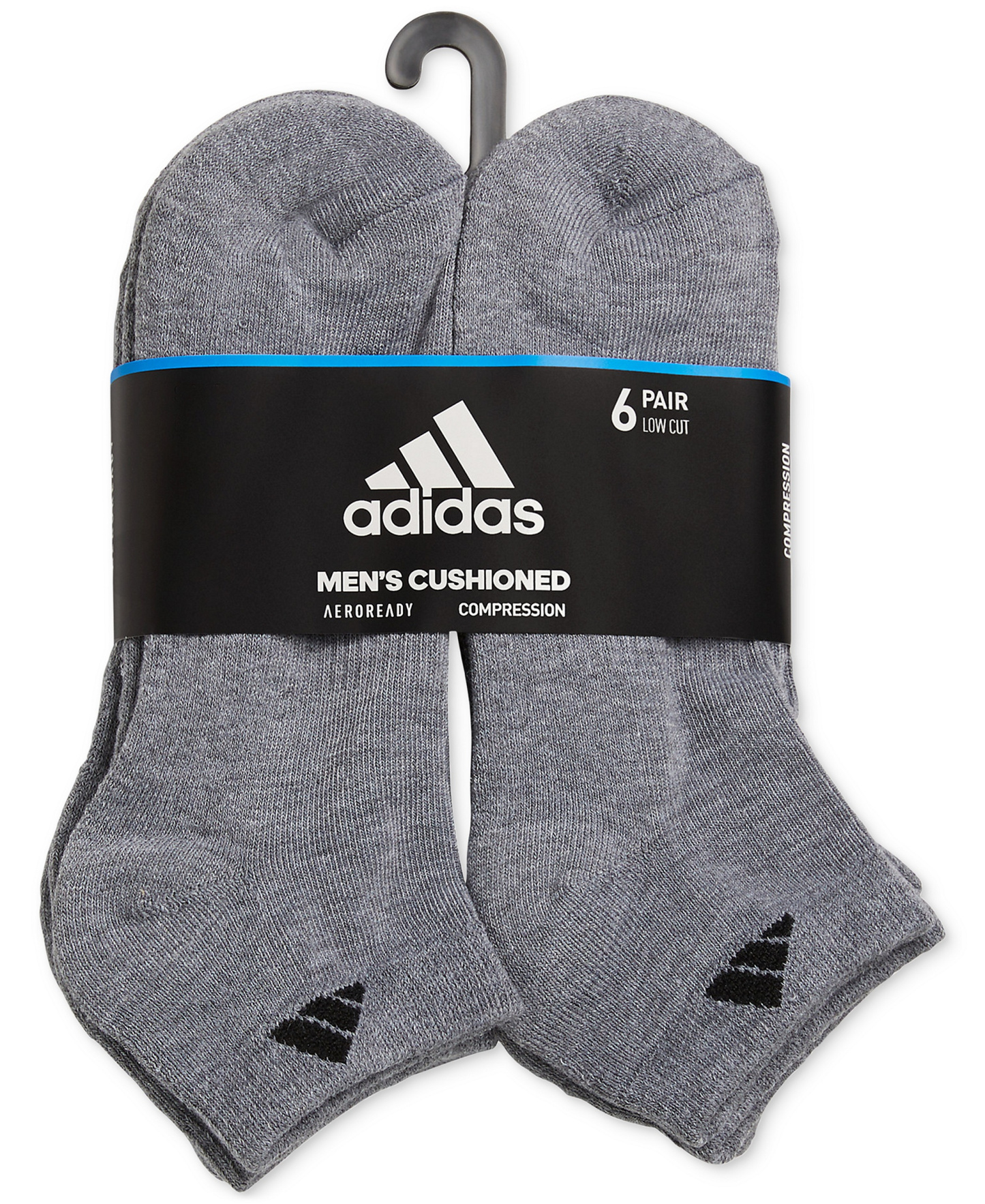 adidas Men's Cushioned Athletic 6-Pack Low Cut Socks - Medium Grey