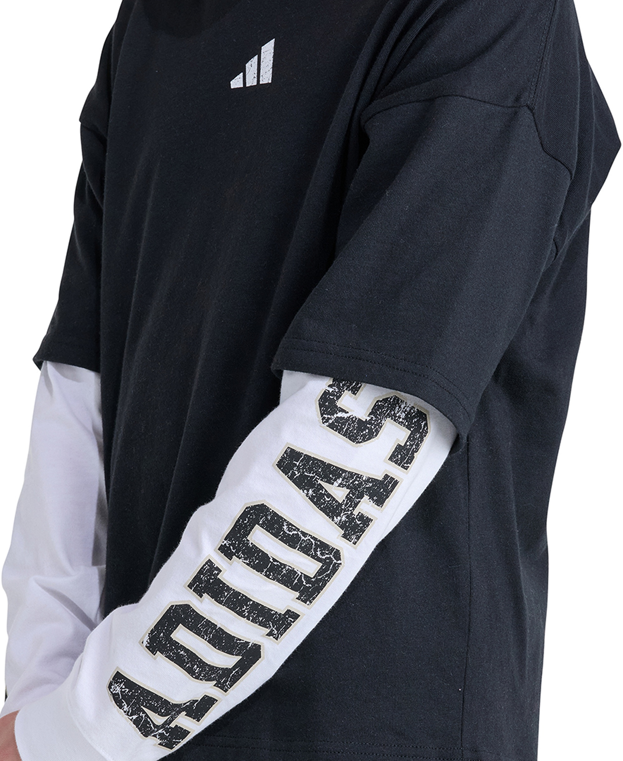 adidas Boys' 8-20 Long-Sleeve Loose Fit Layered T-Shirt - Black