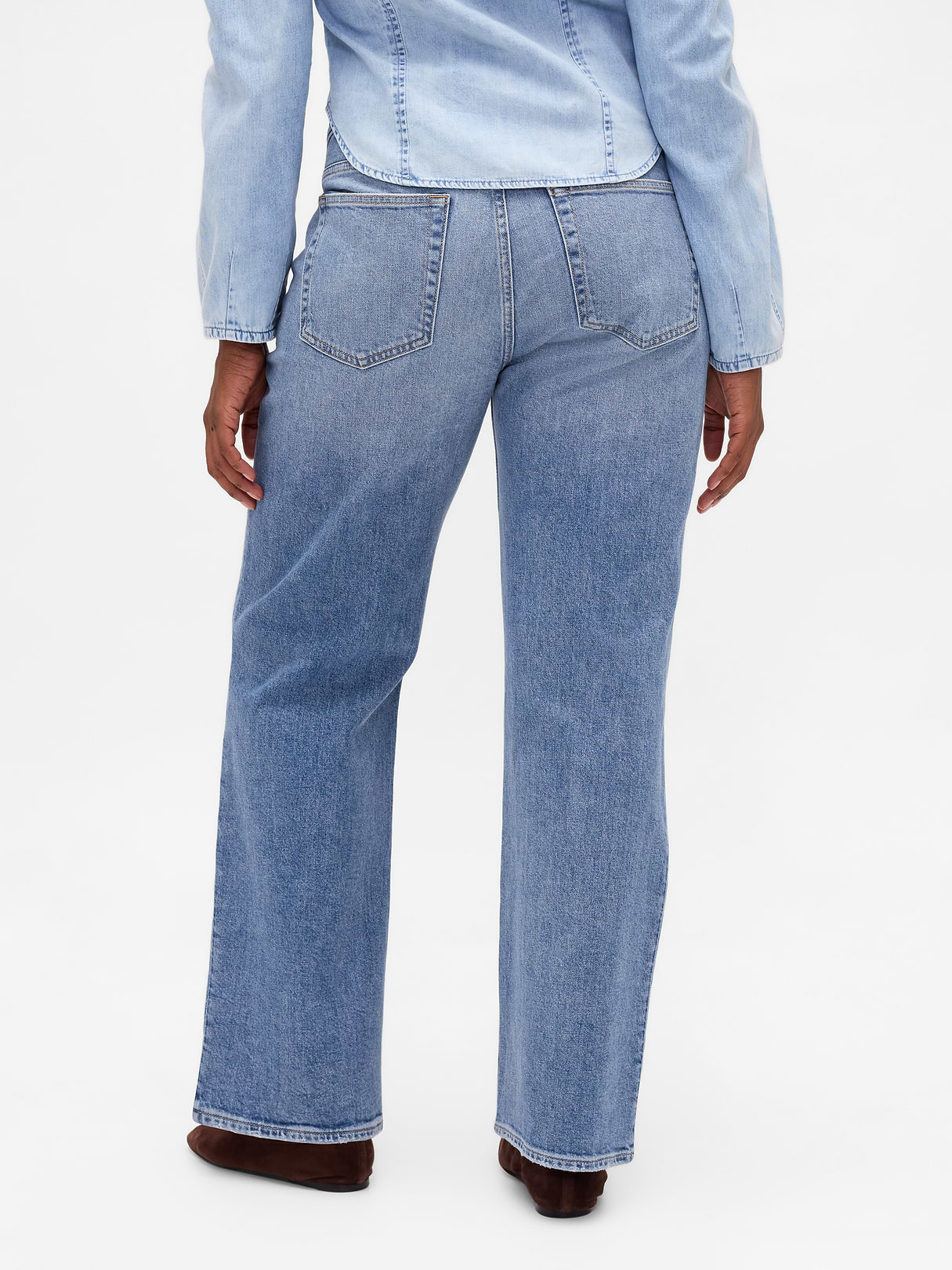 Mid Rise Relaxed Straight Jeans - Medium indigo