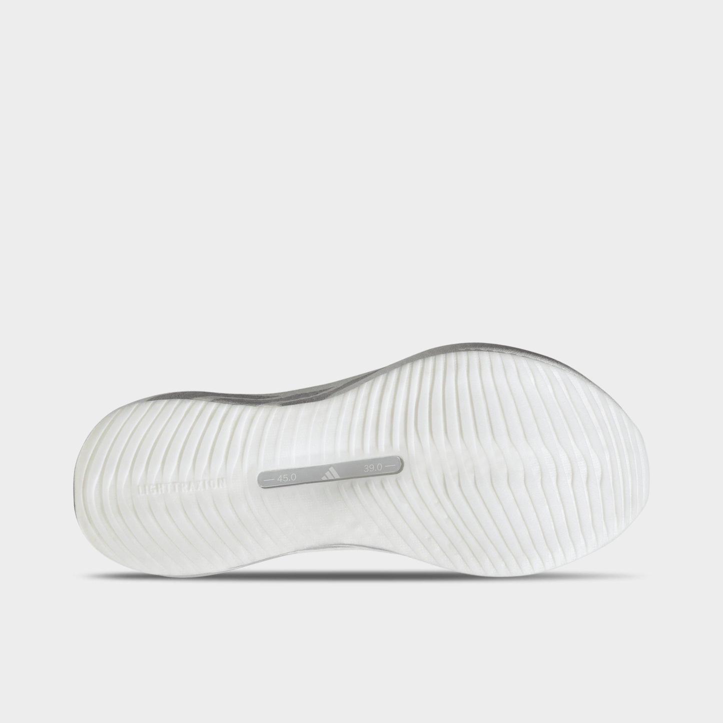 Women's adidas Hyperboost Edge Running Shoes - Part 1 - Cloud White/Light Solid Grey/Silver Metallic - Bottom view