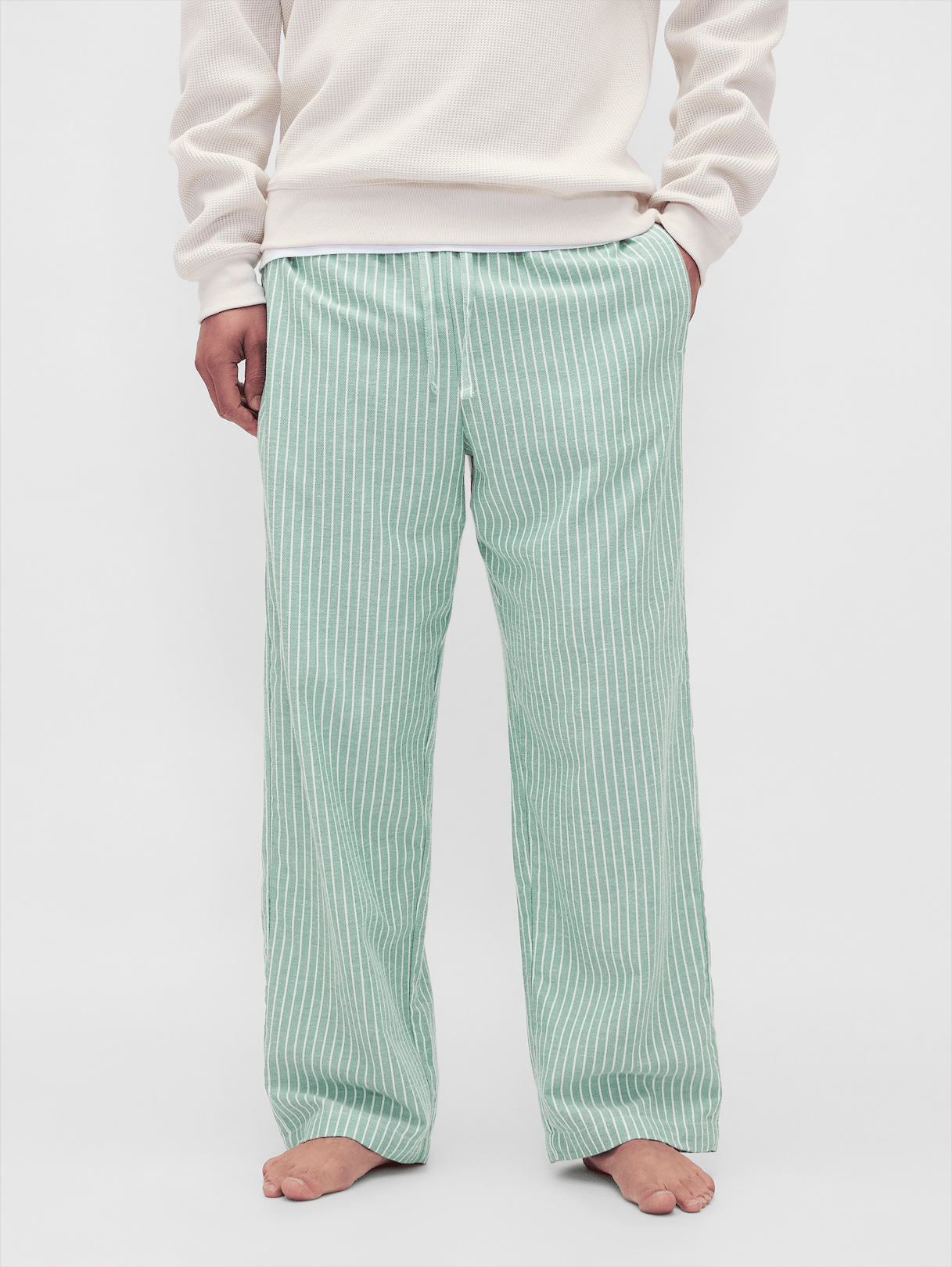 Adult Softest Flannel PJ Pants - Green & white stripe