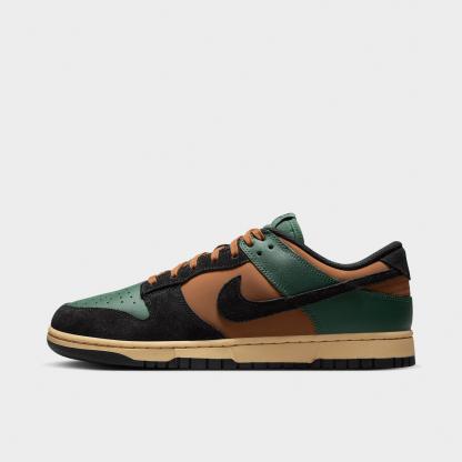 Men's Nithtke Dunk Low Retro Casual Shoes - Part 1 - Fir/Light British Tan/Sesame/Black - Left shoe facing left. Outside of the shoe.