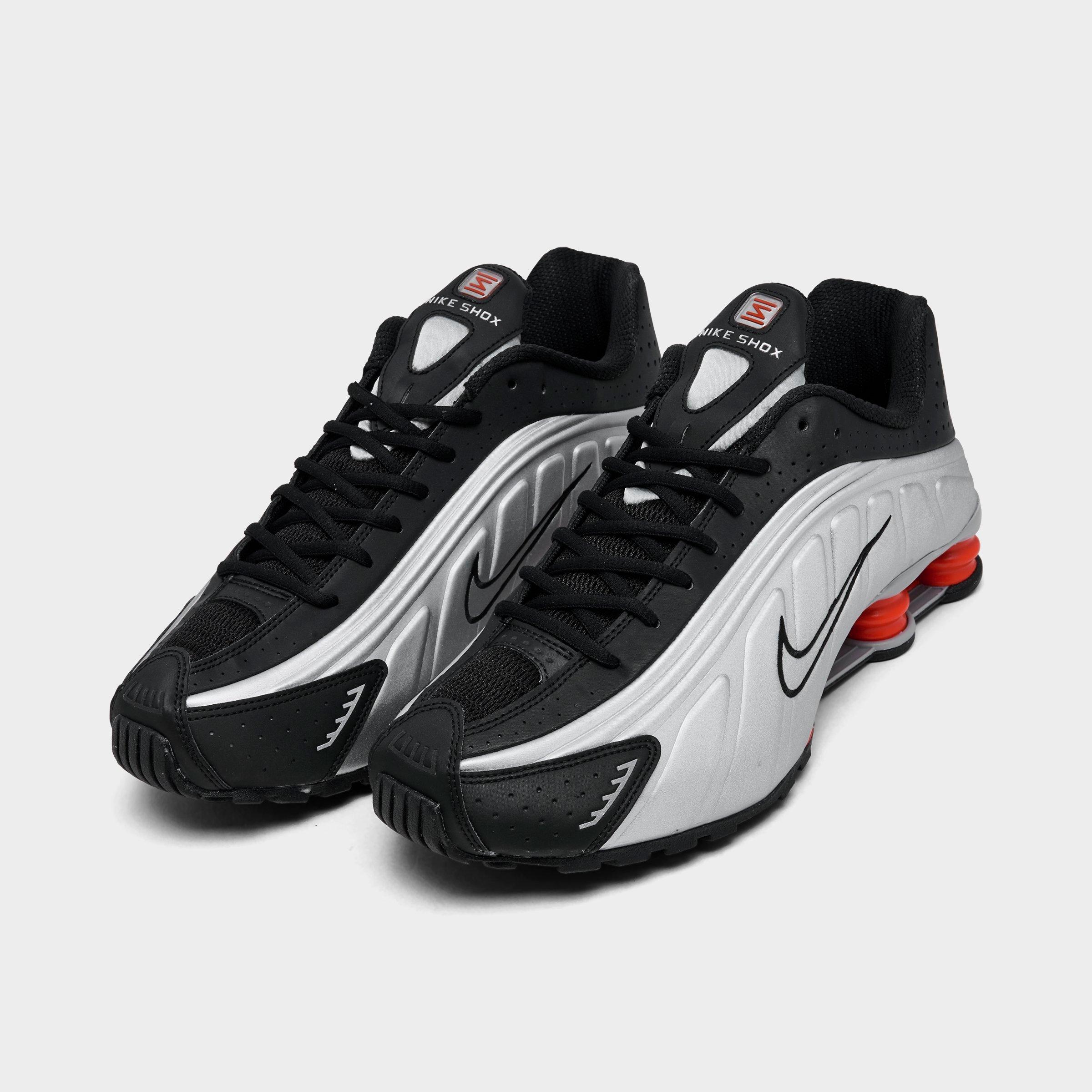 Men's Nithtke Shox R4 Casual Shoes - Metallic Silver/Black/Picante Red/Metallic Silver - Both shoes facing left