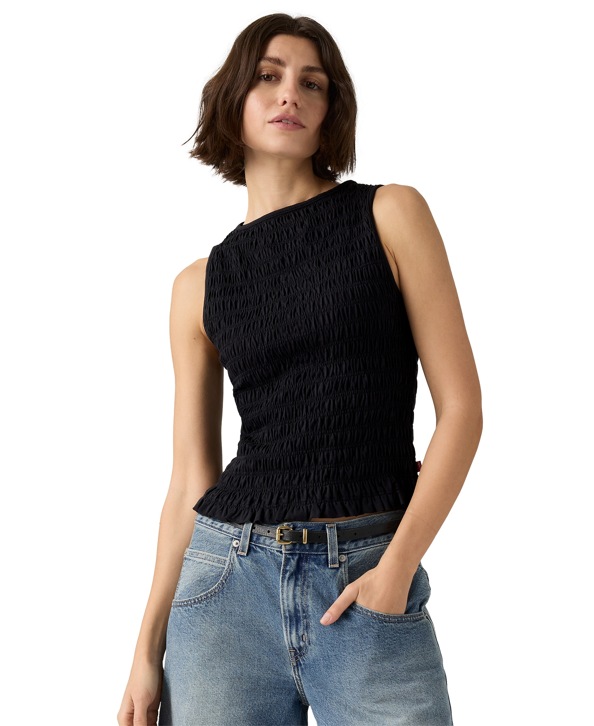 Levi's Women's Bella Smocked Boat Neck Top - Anthracite Night