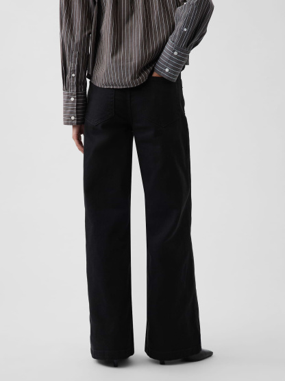 High Rise Stride Wide-Leg Jeans - Absolute black