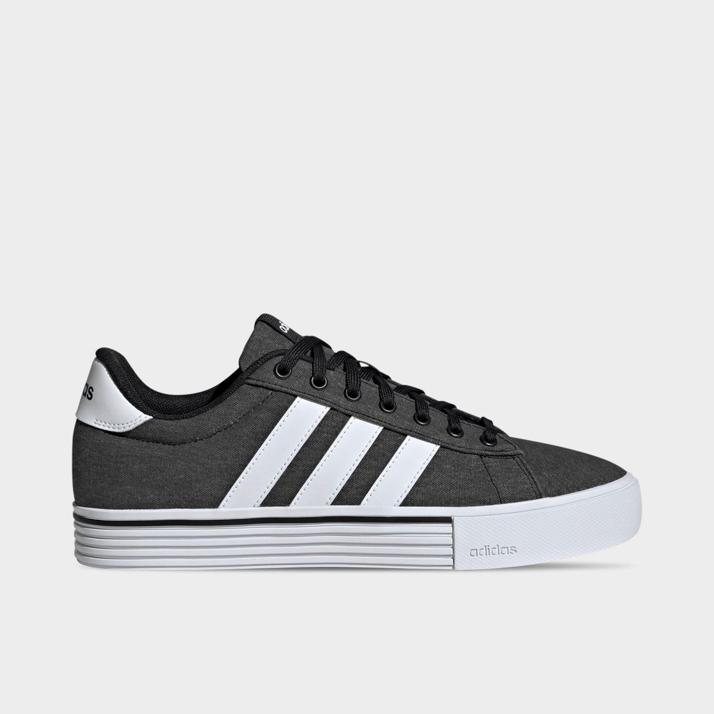 Men's adidas Daily 4.0 Casual Shoes (Big Kids' Sizes Available) - Part 1 - Core Black/Cloud White/Core Black - Left shoe facing left. Outside of the shoe.