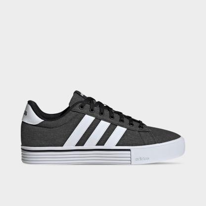 Men's adidas Daily 4.0 Casual Shoes (Big Kids' Sizes Available) - Part 1 - Core Black/Cloud White/Core Black - Left shoe facing left. Outside of the shoe.