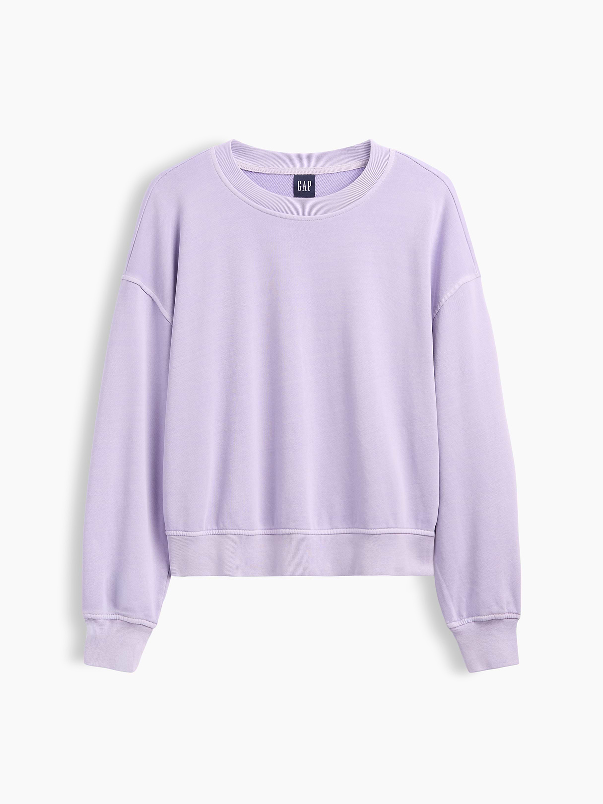 VintageSoft Terry Oversized Wedge Side-Slit Sweatshirt - Vapor purple