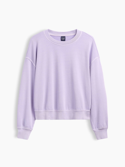 VintageSoft Terry Oversized Wedge Side-Slit Sweatshirt - Vapor purple