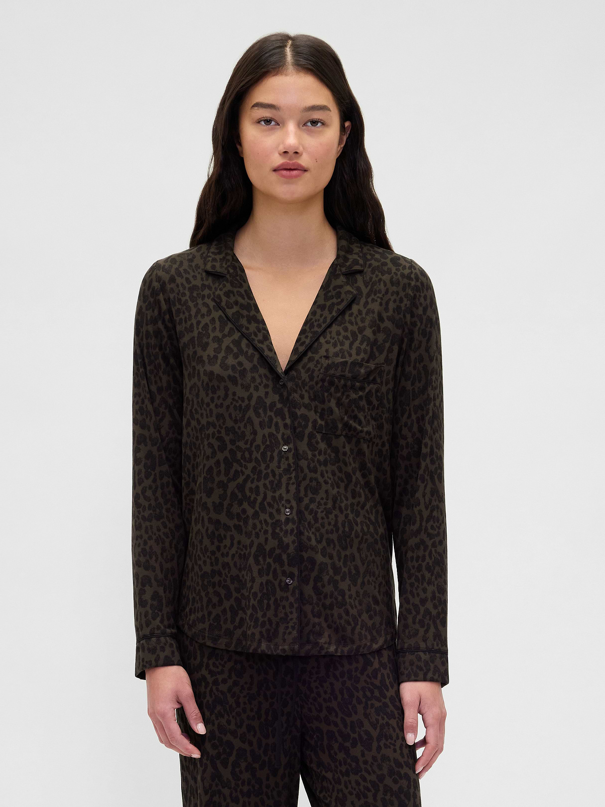 SoftMade Modal PJ Top - Leopard brown print