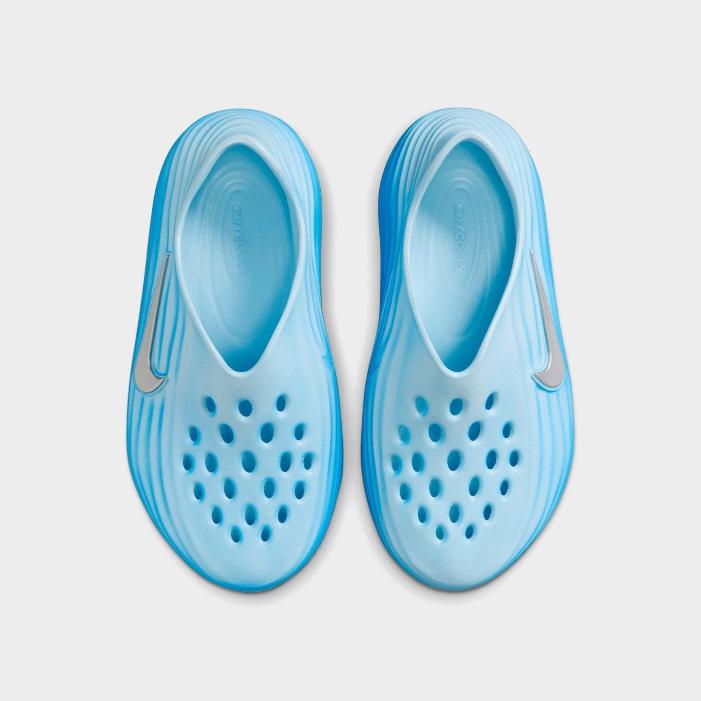Big Kids' Nithtke ReactX Rejuven8 Recovery Casual Shoes - Glacier Blue/University Blue/Metallic Silver - Top view