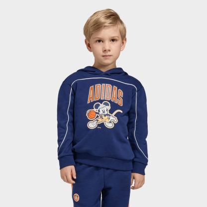 Kids' Toddler and Little Kids' adidas x Disney Mickey Mouse Pullover Hoodie - Dark Blue/Pure Orange/Off White - view 1