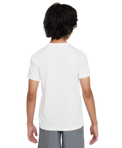 Nike Big Boys' and Girls' Legend Swoosh-Logo Crewneck Dri-FIT T-Shirt - White