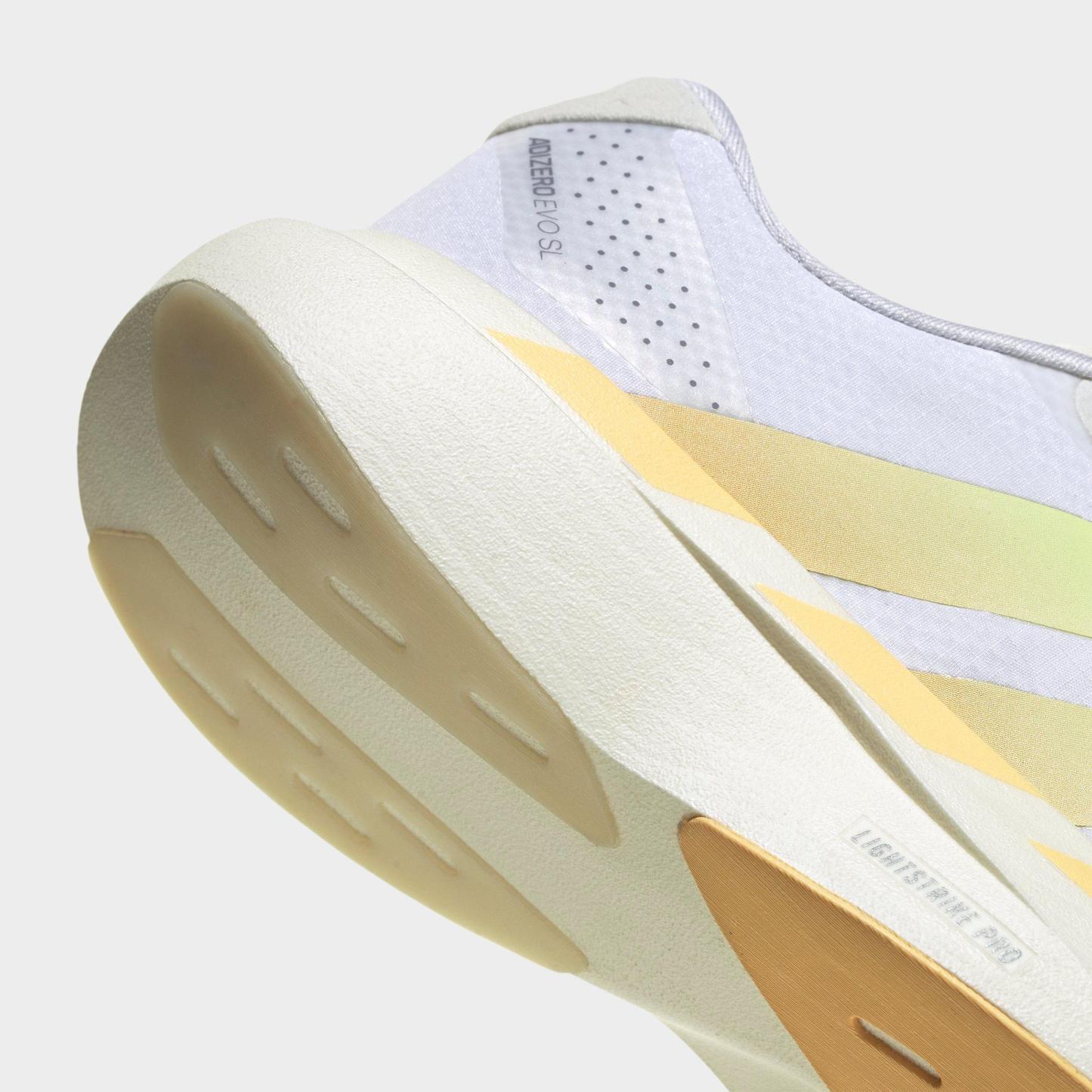 Women's adidas Adizero EVO SL Woven Running Shoes - Part 1 - Cloud White/Ice Tangerine/Off White - Detail shot