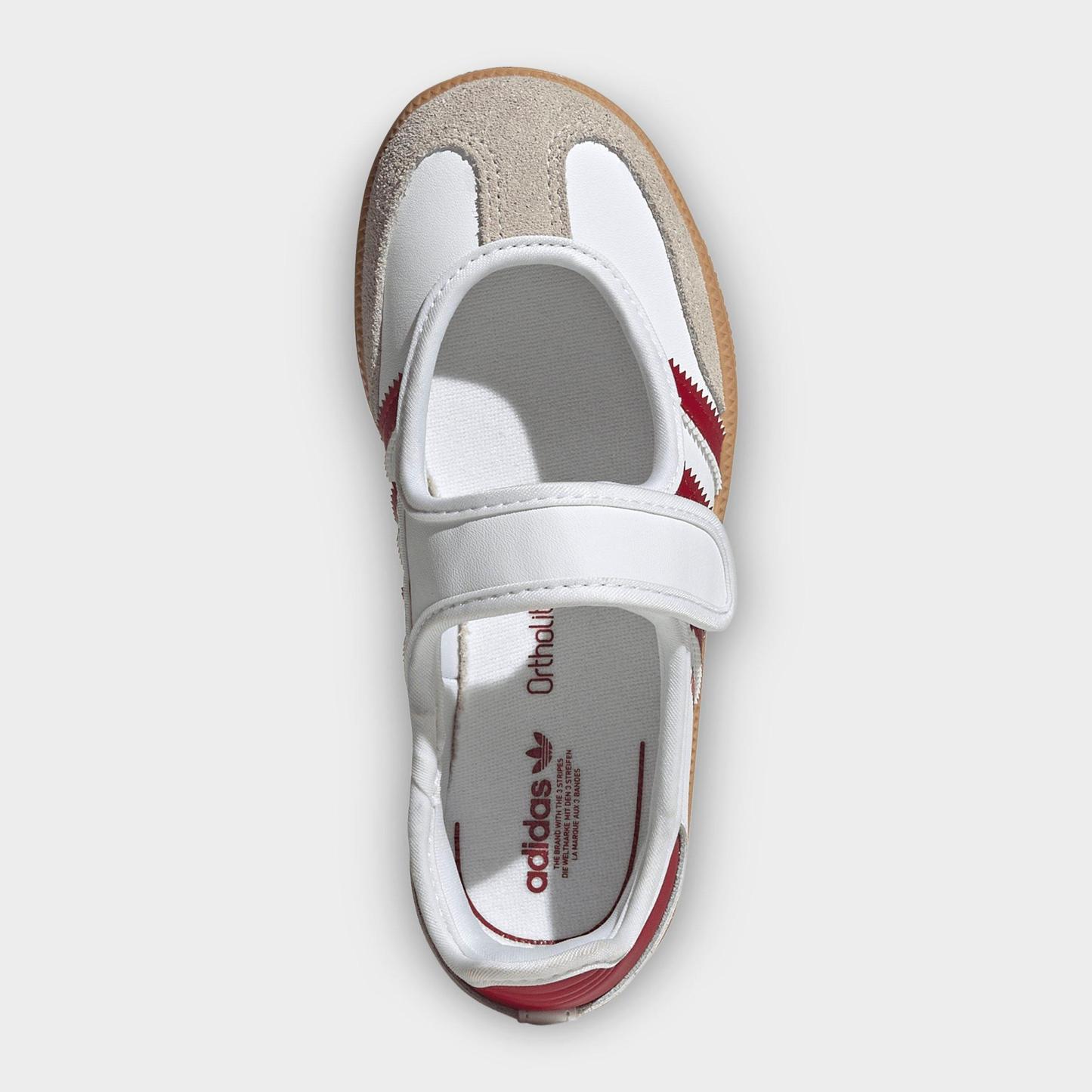 Girls' Little Kids' adidas Originals Samba Jane Casual Shoes - Cloud White/Team Victory Red/Gum - Top view