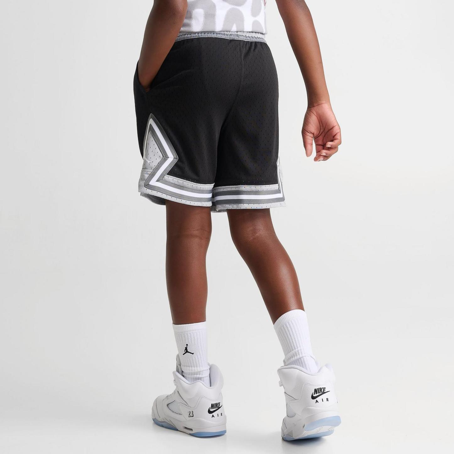 Big Kids' Jordan Dri-FIT Diamond Mesh Basketball Shorts - Black/Light Smoke Grey - view 4