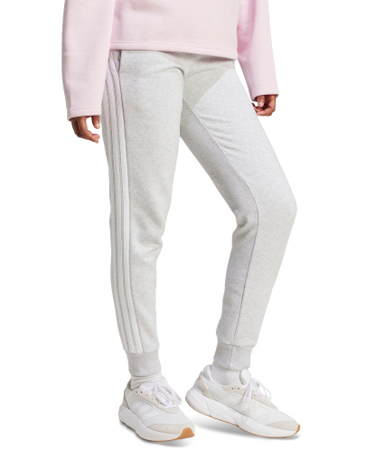 adidas Women's Essentials Three Stripes Fleece Slim Pants - Light Grey Heather/white