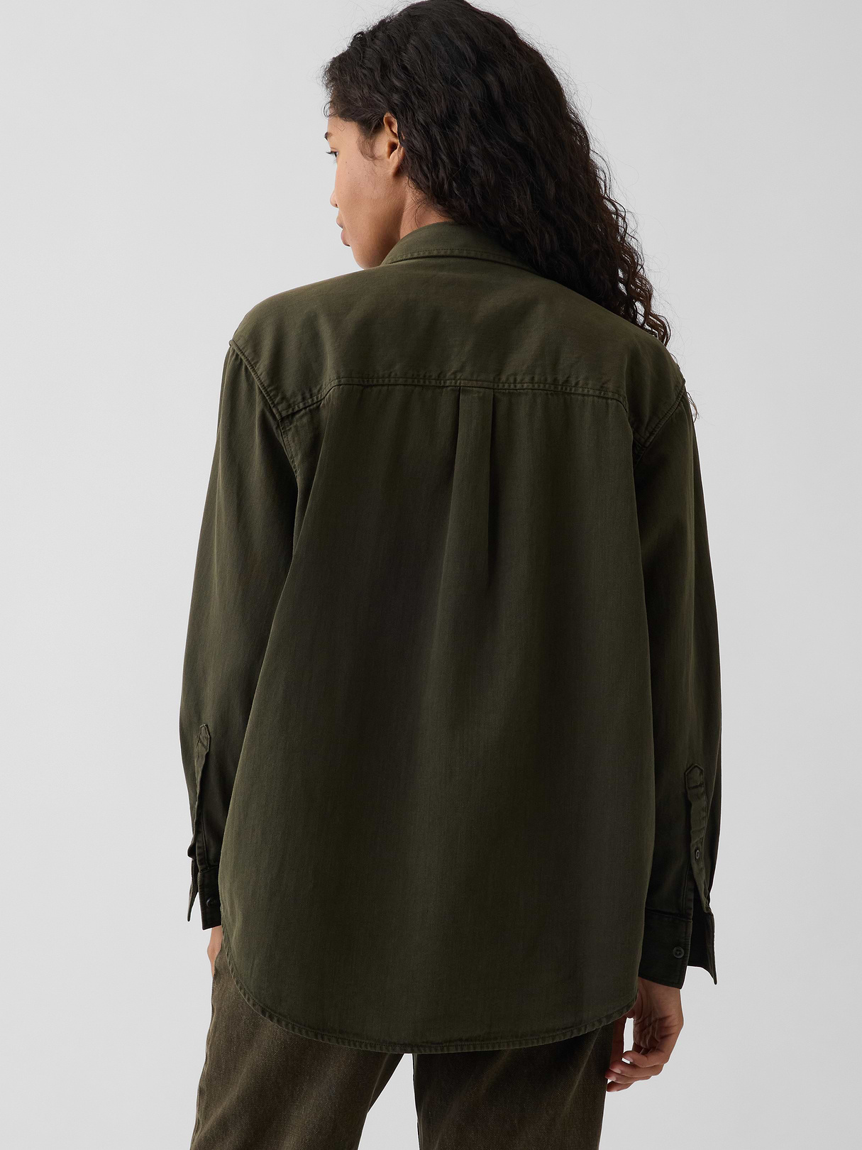 Denim Big Shirt - Bamboo green