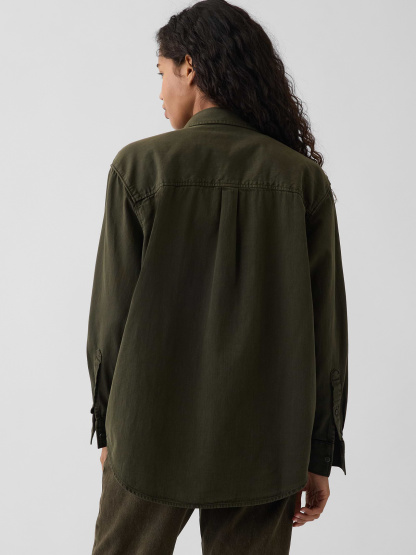 Denim Big Shirt - Bamboo green