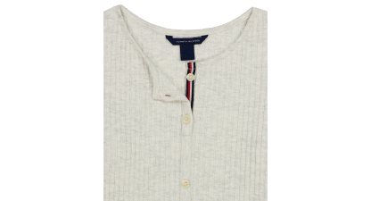 Tommy Hilfiger Girls' 7-16 Pointelle Rib Long-Sleeve Top - Oat Heather