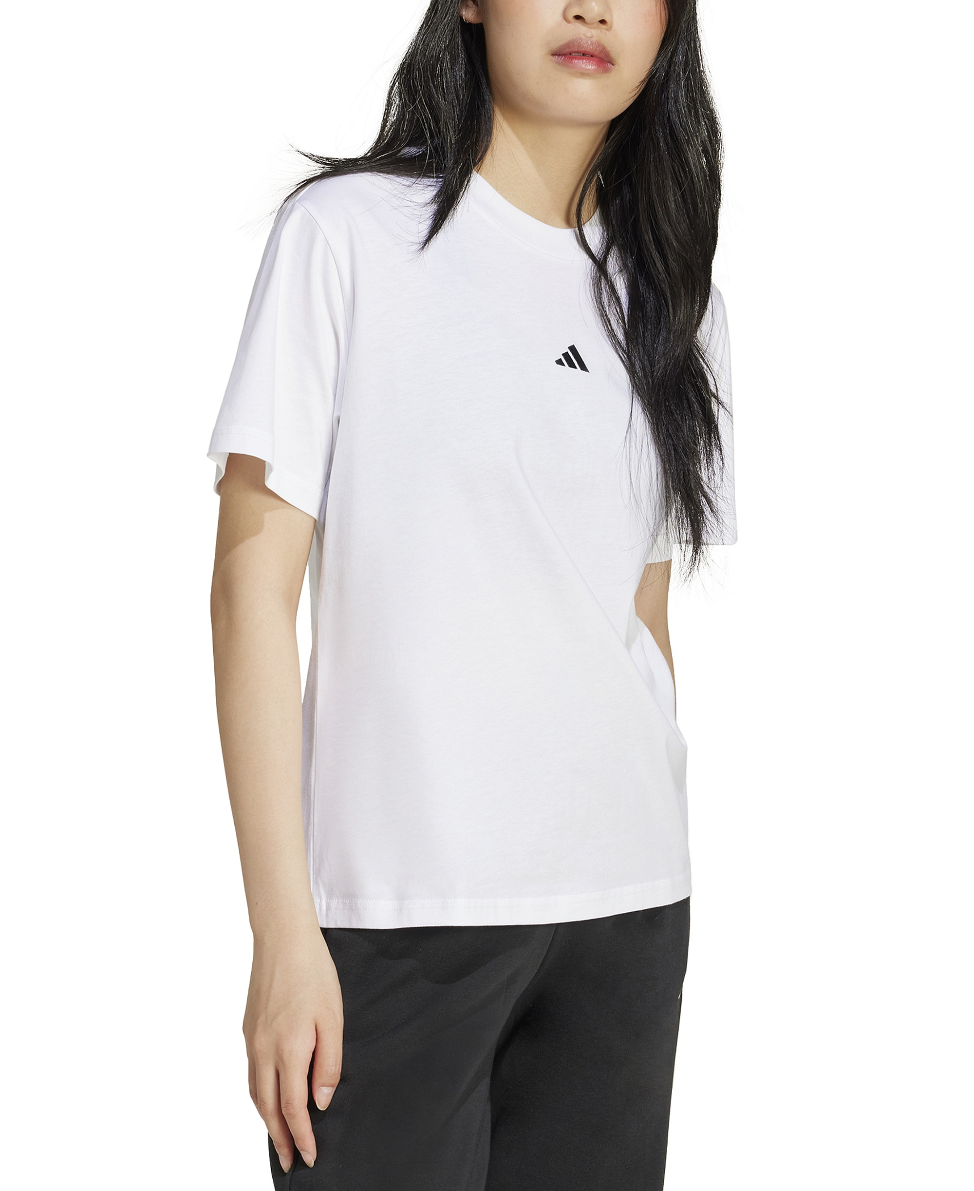adidas Women's Short-Sleeve Cotton Crewneck Logo T-Shirt - White/black
