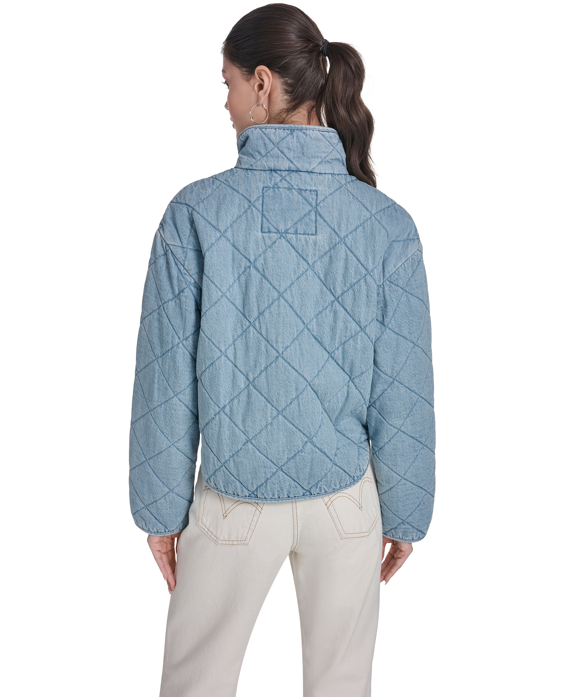 Levi's Women's Quilted Short Liner Zipper Jacket - Light Wash Denim